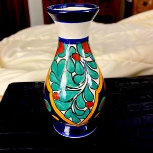 2 Talavera Mexican Pottery, 6 1/2” Colorful Bud Vase